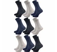 Diabetikersocken | Ohne Gummi & ohne Naht | Extra weiter Komfortbund | Damen (9 Paar) - Schwarz Grau Blau / 35 - 38