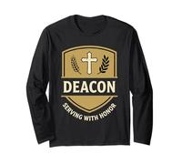Diacon Serving with Honor Christian Church Crest Shield Icon Langarmshirt