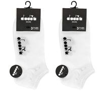 Diadora 6 Paar kurze Sneaker-Socken für Herren und Damen, aus merzerisierter Baumwolle, Größen 35 bis 46, verschiedene Farben, 6 Paar weiß, 39-42