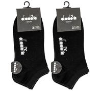 Diadora 6 Paar kurze Sneaker-Socken für Herren und Damen, aus merzerisierter Baumwolle, Größen 35 bis 46, verschiedene Farben, 6 Paar schwarz, 43-46