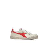 Diadora Halbschuhe Game L Low Fluo Waxed Sneaker Obermaterial aus Leder mit Waxed-Behandlung, Unisex-Schuh, Weiß und Rot., 46 EU