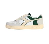 Diadora Unisex Magic Basket Low Suede Leder Gymnastikschuh, Weiß Blattgrün, 45 EU