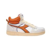 Diadora Unisex Magic Basket Demi Cut Suede Leder Gymnastikschuh, Super White Persimmon Orange, 38.5 EU