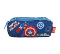 Diakakis Avengers Captain America Federmäppchen mit 2 Fächern für Kinder, Charakter, Geschenk zum Schulanfang (Rächer), blau, Modern