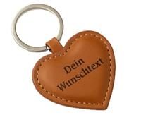 Diamandi - Herz Schlüsselanhänger Leder Braun mit Gravur Personalisiert - Schlüsselring mit Namen & Datum - Stilvolles Geschenk für Frauen, Freundin & Hochzeit - Hochwertiges Design