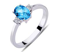 Diamant Blue Oval Topaz Ring ?n 14 Karat Weißgold