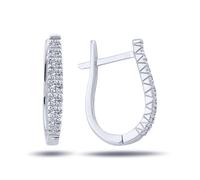 Diamant Creolen Tulpe Reco Brillant-Schliff in 14 Karat Weißgold