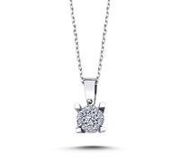 Diamant Halskette 0,50 Carat Solitär Effect 14 Karat Weißgold