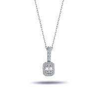 Diamant Halskette Baguette/Brillant-Schliff Anhänger