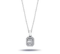 Diamant Halskette Baguette & Brillant Schliff Anhänger Gold