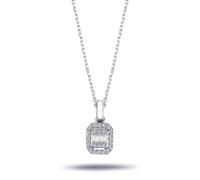 Diamant Halskette Baguette & Brillant Schliff Anhänger Gold