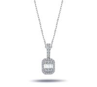 Diamant Halskette Baguette & Brillant-Schliff Anhänger Weißgold
