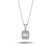 Diamant Halskette Baguette & Brillant Schliff Weißgold