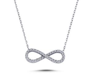 Diamant Halskette Infinity Anhänger 14 Karat Weißgold