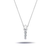 Diamant Halskette mit 0,10 Carat Tria-Anhänger in 14 Karat Weißgold