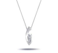 Diamant Halskette mit 0,15 Carat Tria-Anhänger in 14 Karat Weißgold