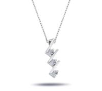 Diamant Halskette mit 0,24 Carat Tria-Anhänger in 14 Karat Weißgold