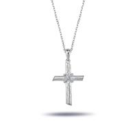 Diamant Halskette mit Kreuz 14 Karat Weißgold