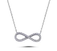 Diamant Halskette Infinity Anhänger 14 Karat Weißgold