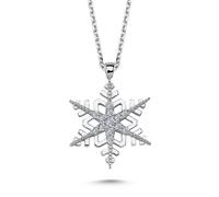 Diamant Halskette Schneeflocke Anhänger 14 Karat Weißgold