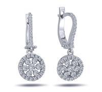 Diamant Ohrhänger Blumenrad Brillant-Schliff in 14 Karat Weißgold