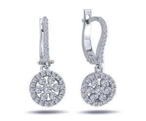 Diamant Ohrhänger Blumenrad Brillant-Schliff in 14 Karat Weißgold