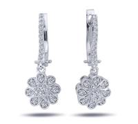 Diamant Ohrhänger Gänseblümchen Brillant-Schliff in 14 Karat Weißgold