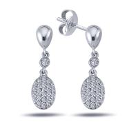 Diamant Ohrhänger Pavé-Pendant Brillant-Schliff Weißgold