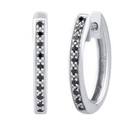 Diamant Ohrringe Weißgold Creolen Deborah mit schwarzen Diamanten - 0,08 ct 13 mm