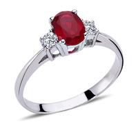 Diamant Oval Rubin Halo Ring 14 Karat Weißgold