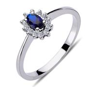 Diamant Oval Saphir Entourage Halo Ring 14 Karat Weißgold