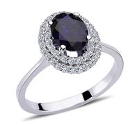 Diamant Oval Saphir Entourage Halo Ring 14 Karat Weißgold