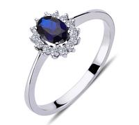 Diamant Oval Saphir Entourage Halo Ring 14 Karat Weißgold