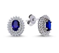 Diamant Oval Saphir Ohrhänger 14 Karat Weißgold