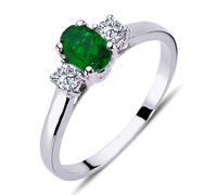 Diamant Oval Smaragd Ring 14 Karat Weißgold