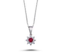 Diamant Rubin Entourage Halskette 14 Karat Weißgold