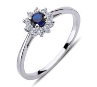 Diamant Saphir Entourage Halo Ring 14 Karat Weißgold