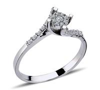 Diamant Solitär EinStein Ring mit 0,30 Carat Effekt in 8 Karat Weißgold
