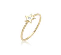 Diamantring ELLI DIAMONDS "Bandring Stern Astro Diamant (0.015ct)375 Gelbgold" Gr. 52, gold, Fingerringe, Damen, 52mm, P1 = bei 10-facher Vergrößerung erkennbare Einschlüsse mit Diamanten, Gelbgold 37
