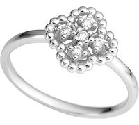 Diamantring FIRETTI "Schmuck Geschenk Gold 333 Damenring Goldring Blume / floral" Gr. 19, weiß (weißgoldfarben), Fingerringe, Damen, 19, 0,09 P2 = erkennbare Einschlüsse, Diamanten Weißgold 333, 1,6mm