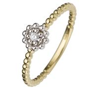 Diamantring JOBO "Ring Goldring Blume" Gr. 54, gelbgold 585, Fingerringe, Damen, 54, SI = kleine Einschlüsse, Diamanten Gelbgold 585 Weißgold 585, Diamanten, Gelbgold 585, Weißgold 585, Diamantring, 5