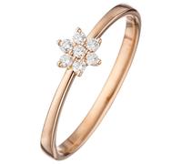 Diamantring JOBO "Ring Roségoldring Blume" Gr. 60, roségold 585, Fingerringe, Damen, 60, SI = kleine Einschlüsse, Diamanten Roségold 585, Diamanten, Roségold 585, Diamantring, 585 Roségold mit 7 Diama
