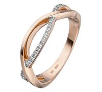 Diamantring JOBO "Ring Roségoldring" Gr. 60, roségold 585, Fingerringe, Damen, 60, SI = kleine Einschlüsse, Diamanten Roségold 585, Diamanten, Roségold 585, Diamantring, 585 Roségold mit 20 Diamanten 