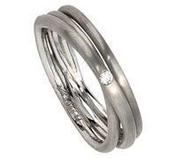 Diamantring JOBO "Wickelring Platinring" Gr. 56, platin 950, Fingerringe, Damen, 56, SI = kleine Einschlüsse, Diamanten Platin 950, Diamanten, Platin 950, Diamantring, 950 Platin matt mit Diamant (337