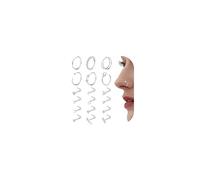Diamday 18 Stück Nasenpiercing für Damen Herren 20G Hypoallergener Silber Nasenring Chirurgiestahl L-Form Nasenstecker Schlange Opal Zirkonia Geometrisch Nostril Piercing Helix Tragus Körperschmuck