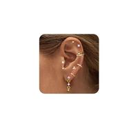 Diamday 8 Paar Ohrringe Gold Silber Chirurgenstahl Piercing Ohr Helix Piercings Ohrstecker Gold Medizinische Ohrstecker Hypoallergene Creolen Ohrringe Set Piercing Ohr Conch Tragus Helix Piercings Set