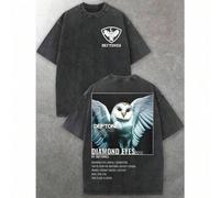 "Diamond Eyes"-Album: Eulen-Motiv, Rundhalsausschnitt, Kurzarm-T-Shirt für Herren | Weich gewaschener Stoff | Lässige Rock-Outfits | Herren-T-Shirt mi