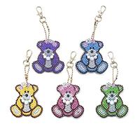 Diamond Painting Schlüsselanhänger Süßer Bär 5D Full Drill Diamond Art Painting Keychain für Frauen Mädchen Tasche Geldbörse Handtasche Charms Anhänger Geschenk