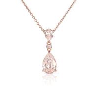 Diamond Treats Damen-Halskette mit Tropfen-Anhänger aus 925er Sterling Silber mit weißen, grünen, blauen oder roten Zirkonia-Steinen, Silber-Halskette mit Tropfen-Anhänger