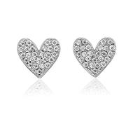 Diamond Treats Pave Herz Ohrstecker mit Cubic Zirkonia in 925 Sterling Silber. Glitzernde Silberherz-Ohrringe für Mädchen und Damen, süßer Silberschmuck für Frauen